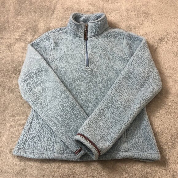 L L Bean Fleece 1/4 Zip Sweater Blue Size XS Reg Western Trim Womens Outdoor - Picture 1 of 14